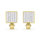 14K Yellow Gold 3-1/5 Cttw Princess Cut Diamond Â¾ Square Invisible Set Grid Huggy Style Omega Back Stud Earrings (G-H Color, VS1-VS2 Clarity)-1