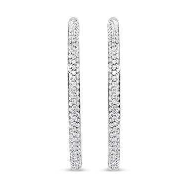 18K White Gold 2.00 Cttw Round-Cut Diamond Inner-Outer Hoop Earrings (F-G Color, VS1-VS2 Clarity) - 0