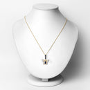 0.92 Carat Genuine Blue Sapphire and White Zircon .925 Sterling Silver Pendant-2
