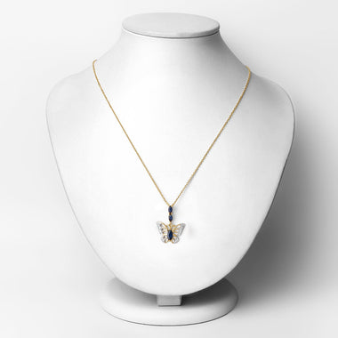 0.92 Carat Genuine Blue Sapphire and White Zircon .925 Sterling Silver Pendant - 0