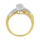 10K Yellow and White Gold 1/2 Cttw Diamond Marquise Shaped Cluster Split Shank Ring (H-I Color, SI2-I1 Clarity) - Size 7-3