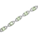 .925 Sterling Silver 7x7 mm Cushion Cut Green Amethyst and 1/20 cttw Round Cut Diamond Fashion Tennis Bracelet (I-J Color, I1-I2 Clarity) - 7"-4