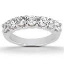 14k White Gold Diamond Scalloped Shared U Prong Setting Wedding Ring Band-1