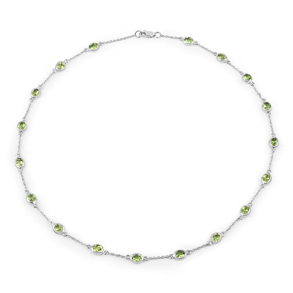6.30 Carat Genuine Peridot .925 Sterling Silver Necklace