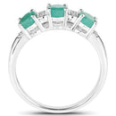 0.90 Carat Genuine Emerald and White Topaz .925 Sterling Silver Ring-2