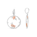Rose Gold Plated .925 Sterling Silver 1/10 Cttw Diamond Floral Hoop Earrings (I-J Color, SI1-SI2 Clarity)-3