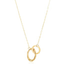 14k Yellow Gold High Polish Linked Double Circle Cutout Necklace-3