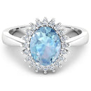 1.24 Carat Genuine Aquamarine and White Diamond 14K White Gold Ring-3