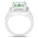 5.21 Carat Genuine Green Amethyst and White Topaz .925 Sterling Silver Ring-2