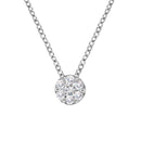 14K White Gold 1/4 Cttw Shared Prong Set Round-Ct Diamond 7 Stone Floral Cluster 18" Pendant Necklace (H-I Color, SI2-I1 Clarity)-1