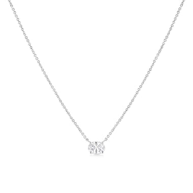 14K White Gold 1/2 Cttw Lab Grown Oval Shape Solitaire Diamond East West 18" Pendant Necklace (E-F Color, VS1-VS2 Clarity) - 0