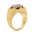 Men's 14K Yellow Gold Plated .925 Sterling Silver 1/3 Cttw Miracle-Set Floral Diamond Cluster Ring (I-J Color, I1-I2 Clarity) - Size 10-5