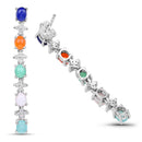 4.40 Carat Genuine Multi Stone .925 Sterling Silver Earrings-2