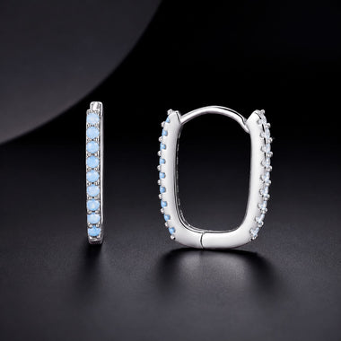 925 Sterling Silver Opal Earrings with Platinum Plating for Women - 0