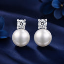 925 Sterling Silver Moissanite 0.1ct Freshwater Pearl Earrings for Women-1