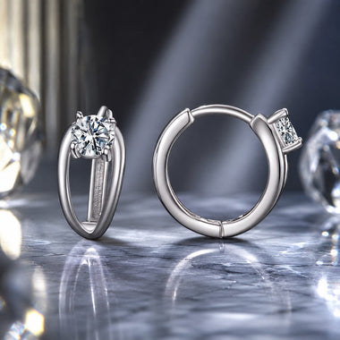 925 Sterling Silver 0.40 Carat Moissanite Earrings for Women - 0