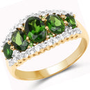 18K Yellow Gold Plated 2.70 Carat Genuine Chrome Diopside and White Topaz .925 Sterling Silver Ring-1