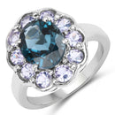 4.60 Carat Genuine London Blue Topaz and Tanzanite .925 Sterling Silver Ring-1