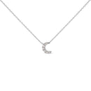 10K White Gold Diamond Accented Crescent Moon Shaped 18" Inch Pendant Necklace (H-I Color, I1-I2 Clarity)-1