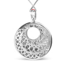 .925 Sterling Silver Red Enamel and 1/2 Diamond Endless Swirl Medallion 18" Pendant Necklace (F-G Color, VS1-VS2 Clarity)-4