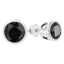 .925 Sterling Silver 4.00 Cttw Round Brilliant-Cut Black Diamond Bezel-Set Stud Earrings with Screw Backs (Fancy Color-Enhanced, I2-I3 Clarity)-5
