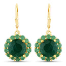8.54 Carat Dyed Emerald and Emerald .925 Sterling Silver Earrings-1