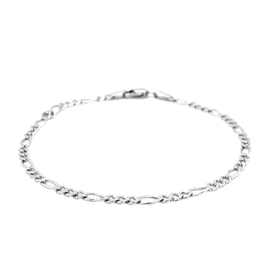 2.6mm 14k White Gold Figaro Anklet - 0