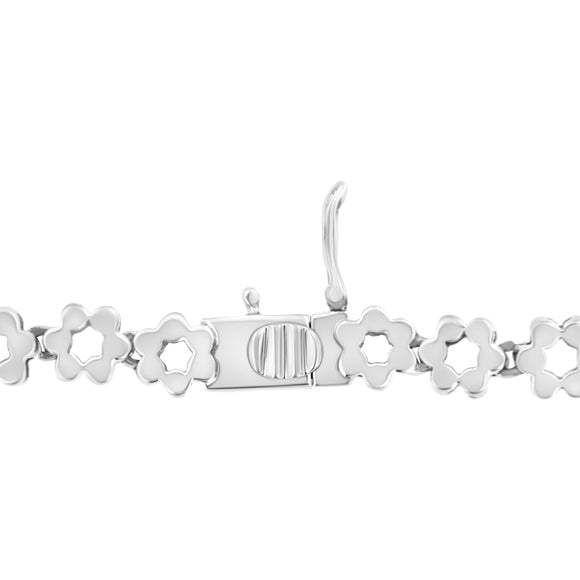 IGI Certified 14K White Gold 8.0 Cttw Pave Set Round-Cut Diamond Cluster Graduating Riviera Statement Necklace (H-I Color, I1 Clarity)