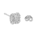 .925 Sterling Silver Round-Cut Diamond Accent Swirl Square Knot Stud Earrings (H-I Color, I2-I3 Clarity)-4