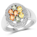 1.54 Carat Genuine Multi Sapphire .925 Sterling Silver Ring-1