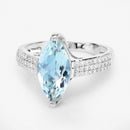 2.09 Carat Genuine Aquamarine and White Diamond 14K White Gold Ring-3