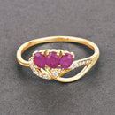 0.71 Carat Genuine Ruby and White Diamond 14K Yellow Gold Ring-4
