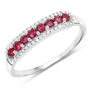 0.47 Carat Genuine Ruby and White Diamond 14K White Gold Ring-1