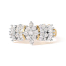 10K Yellow Gold 1.00 Cttw Diamond Starburst Ring Band (H-I Color, I1-I2 Clarity) - Ring Size 7-5