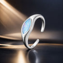 925 Sterling Silver White Gold Plated 1.9mm Transparent Glass Ring-1