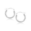 10k White Gold Fancy Hoop Earrings-1