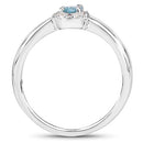 0.68 Carat Genuine Blue Zircon and White Zircon .925 Sterling Silver Ring-2