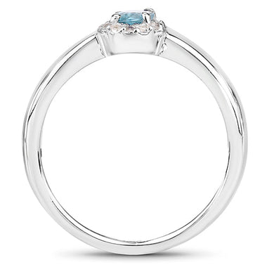 0.68 Carat Genuine Blue Zircon and White Zircon .925 Sterling Silver Ring - 0