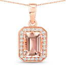 1.51 Carat Genuine Morganite and White Diamond 14K Rose Gold Pendant-1