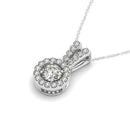 Round Pendant with Split Bail and Diamond Halo in 14k White Gold (3/4 cttw)-2
