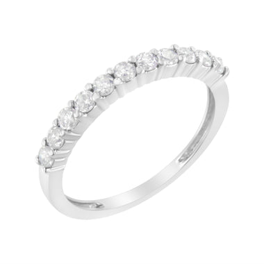 .925 Sterling Silver 1/2 cttw Shared Prong-Set Brilliant Round-Cut Diamond 11 Stone Band Ring (I-J Color, SI2-I1 Clarity) - Size 7 - 0