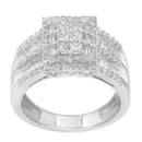 10K White Gold Diamond Cluster Ring (1 cttw, H-I Color, I1-I2 Clarity)-3