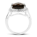 3.96 Carat Genuine Smoky Quartz .925 Sterling Silver Ring-2