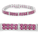 17.65 Carat Glass Filled Ruby and White Topaz .925 Sterling Silver Bracelet-2