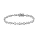 10K White Gold 4.0 cttw Brilliant Round-cut and Baguette Diamond Floral Cluster Link Bracelet (I-J Clarity, I1-I2 Color) - Size 7"-2