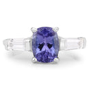 2.00 Carat Genuine Tanzanite and White Topaz .925 Sterling Silver Ring-3