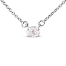14K White Gold 1/4 Cttw Lab Grown Oval Solitaire Diamond East West 18" Pendant Necklace (G-H Color, VS2-SI1 Clarity)-2