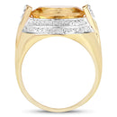 4.56 Carat Genuine Citrine and White Diamond .925 Sterling Silver Ring-2