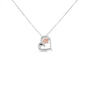 14K Rose Gold Plated Sterling Silver 1/10 Cttw Diamond Paw & Heart Pendant Necklace-1
