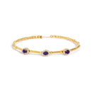 18K Yellow Gold Purple Amethyst and 1/3 Cttw Diamond Halo Station Bracelet-1